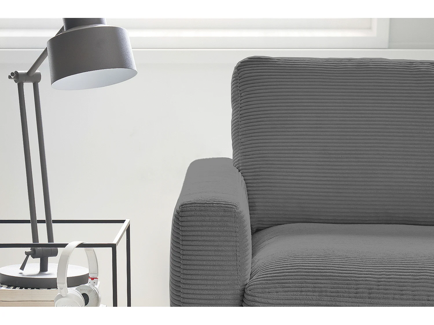 Ecksofa - Grau Cord - CARA