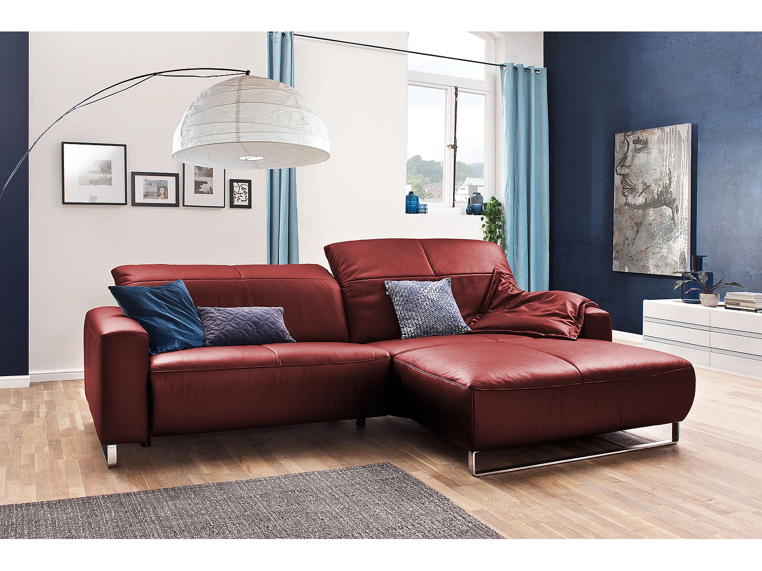 Hoekbank - Rood Leer - YORK