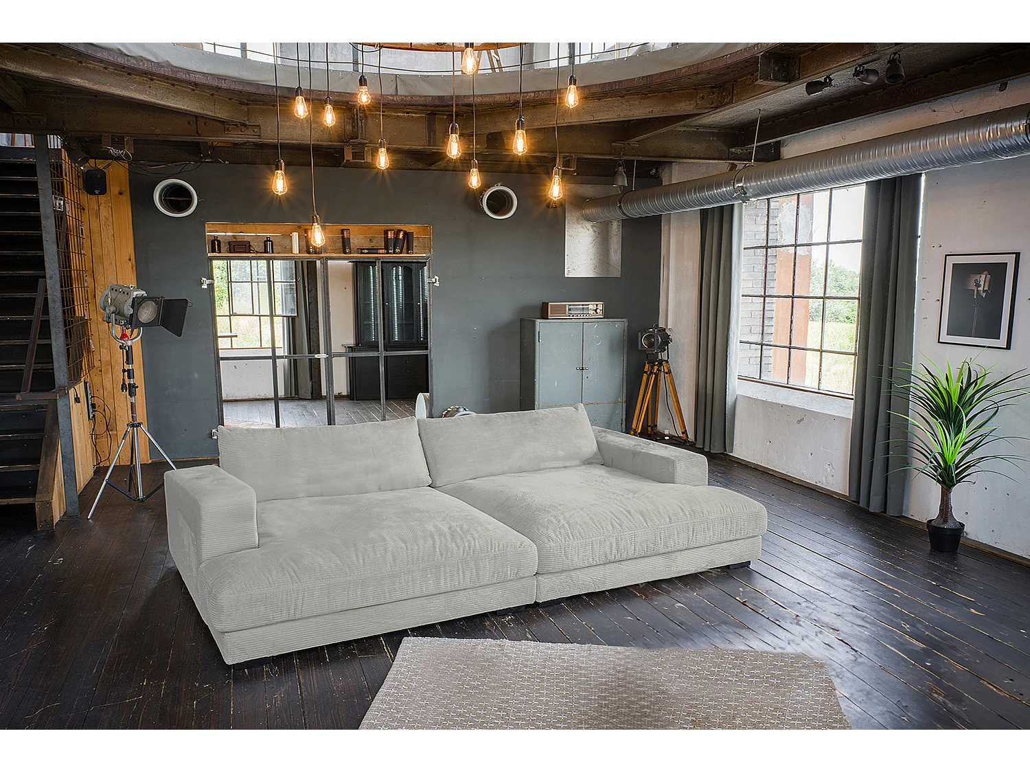 Canapé extra large - gris clair Velours côtelé - MADELINE