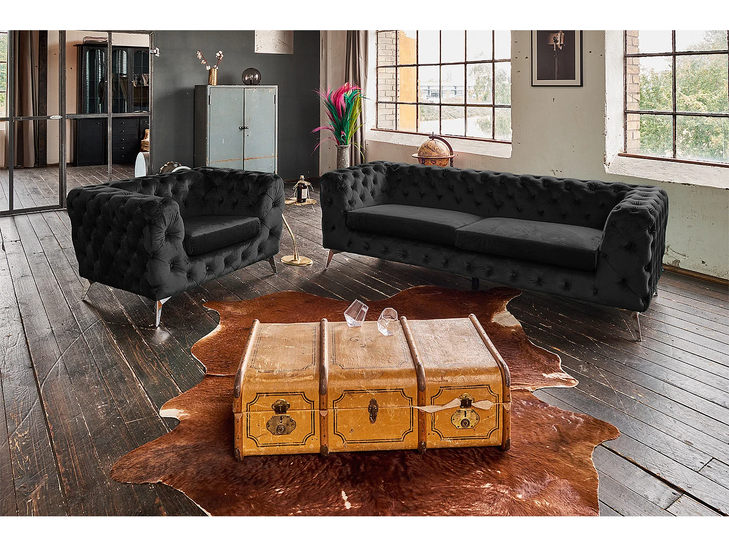 Sofa - Schwarz Velvet - NARLA
