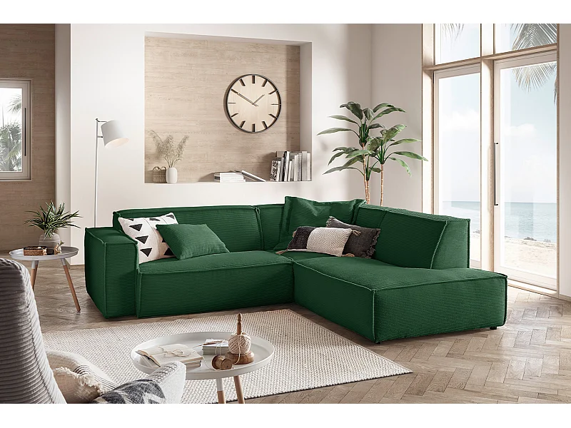 Ecksofa - Smaragdgrün Cord - SAMU
