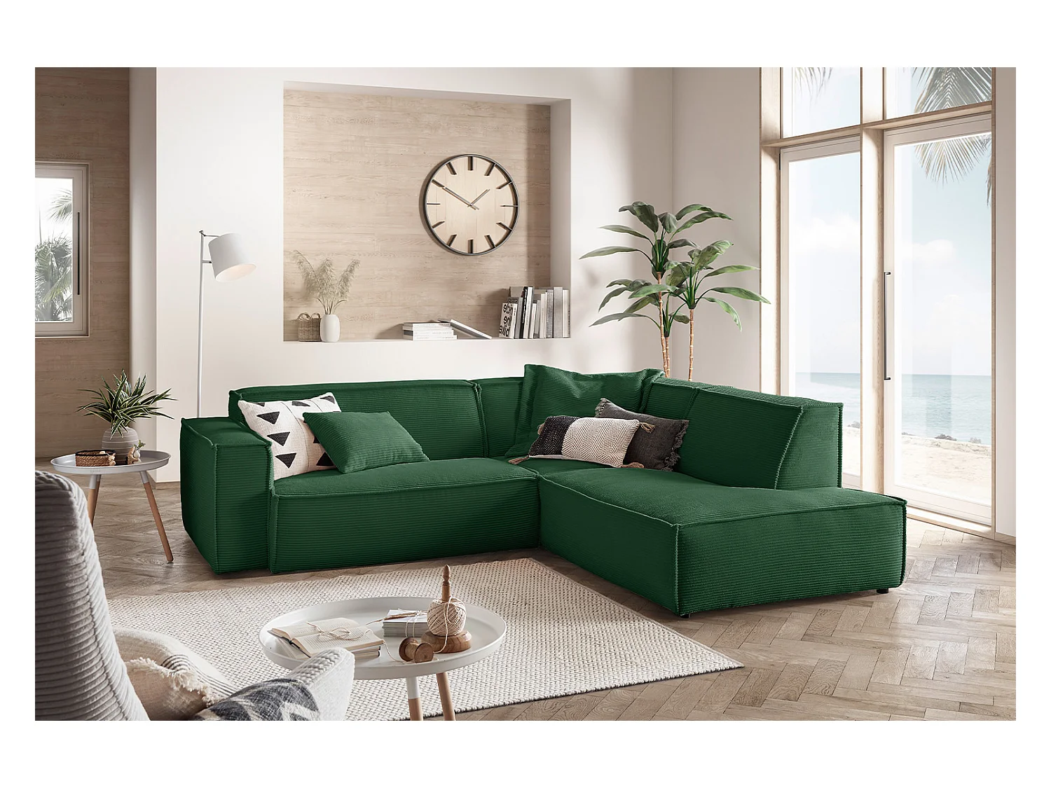 Ecksofa - Smaragdgrün Cord - SAMU