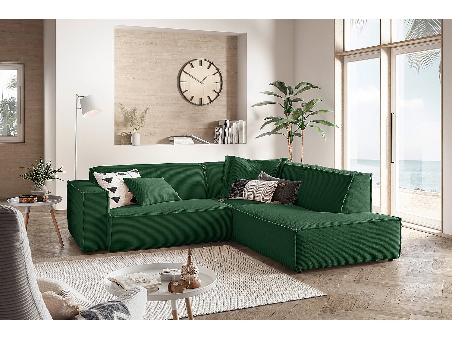 Ecksofa - Smaragdgrün Cord - SAMU