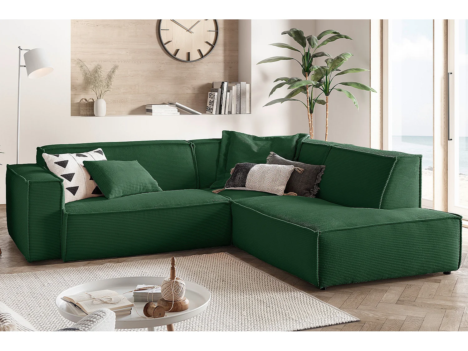 Ecksofa - Smaragdgrün Cord - SAMU