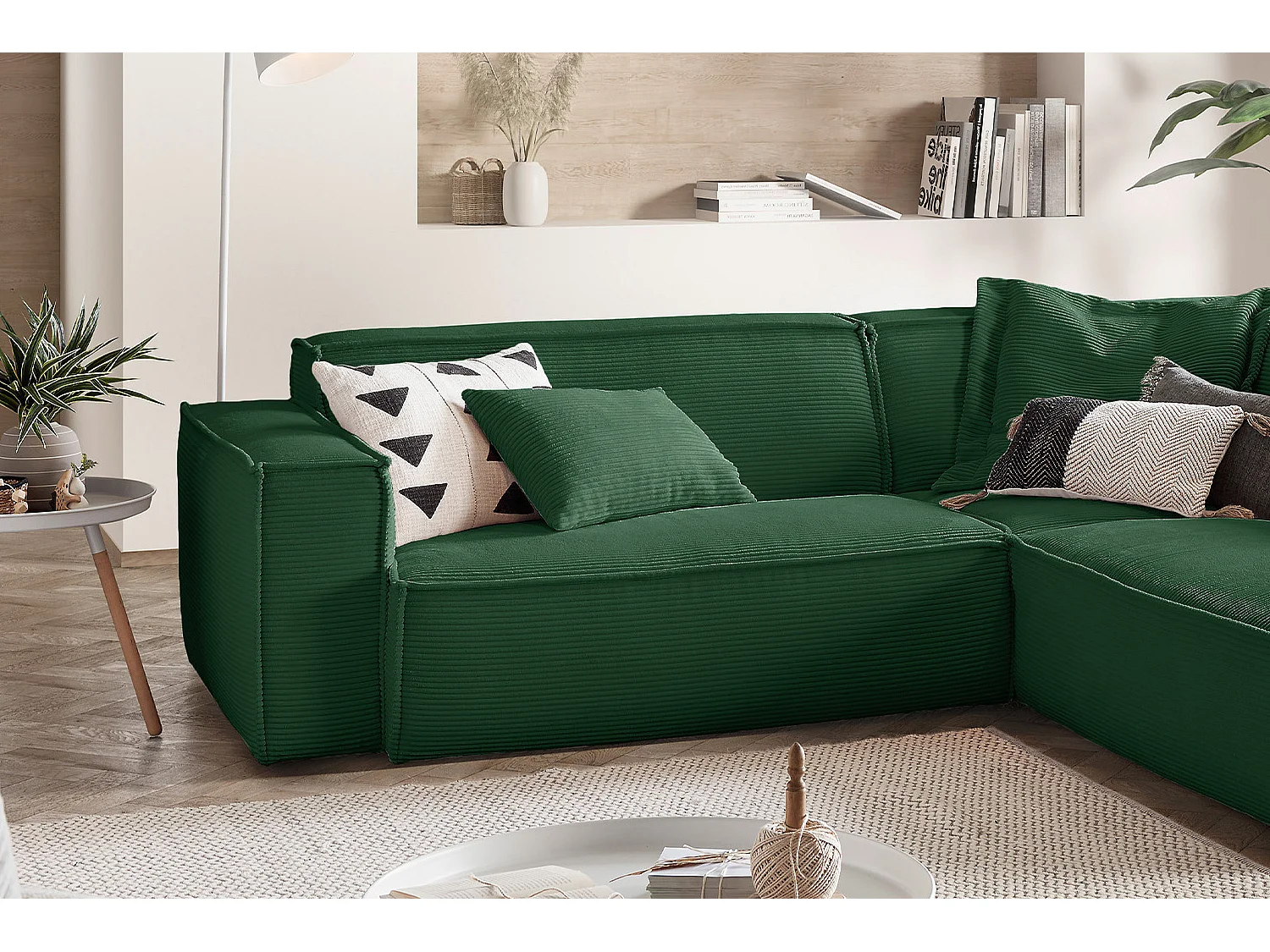 Ecksofa - Smaragdgrün Cord - SAMU