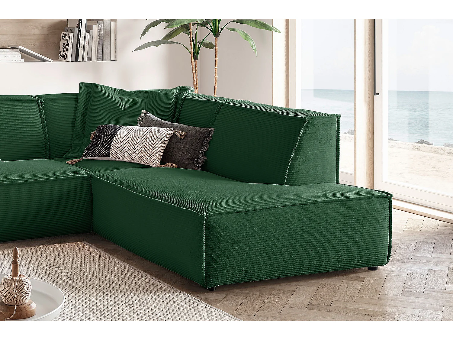 Ecksofa - Smaragdgrün Cord - SAMU