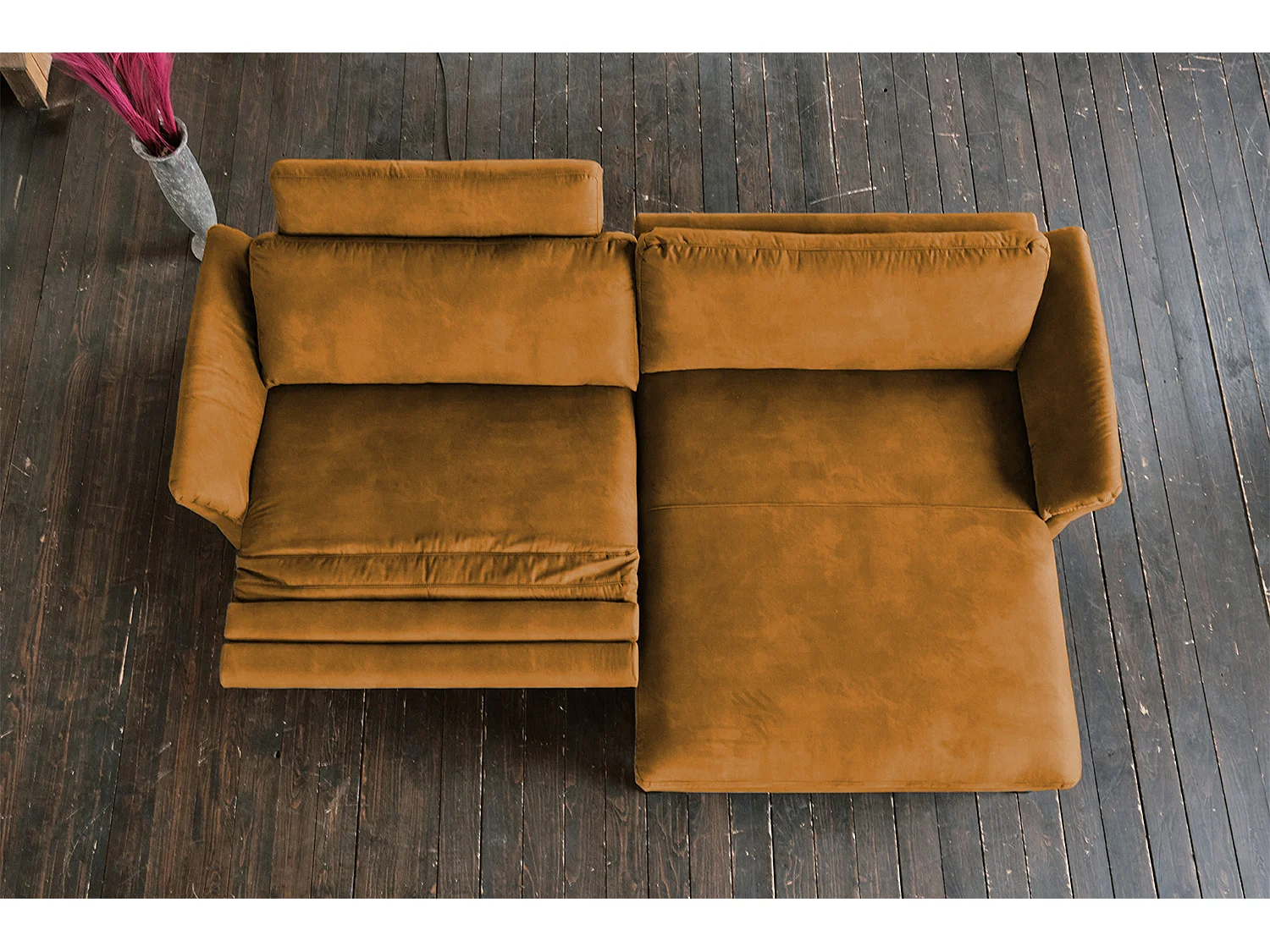 Ecksofa - Rotbraun Webstoff - MALTA