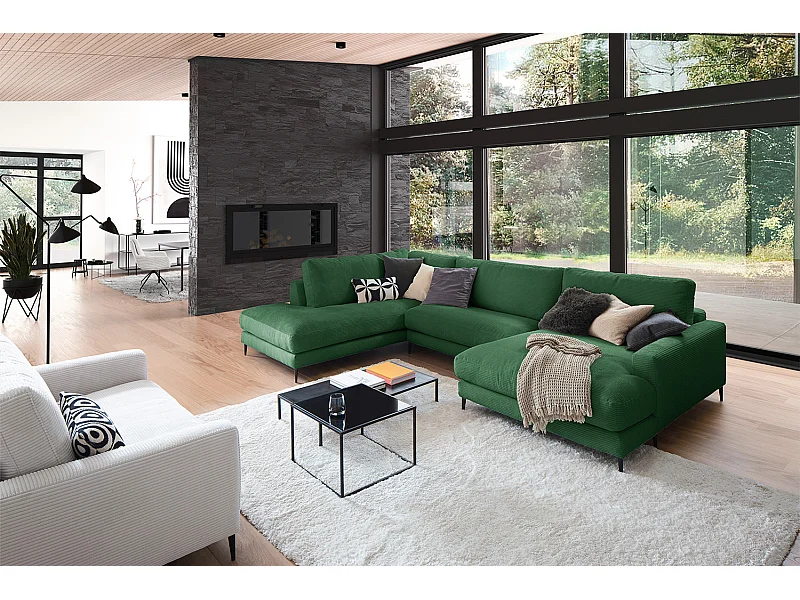 Wohnlandschaft - Smaragdgrün Cord - CARA