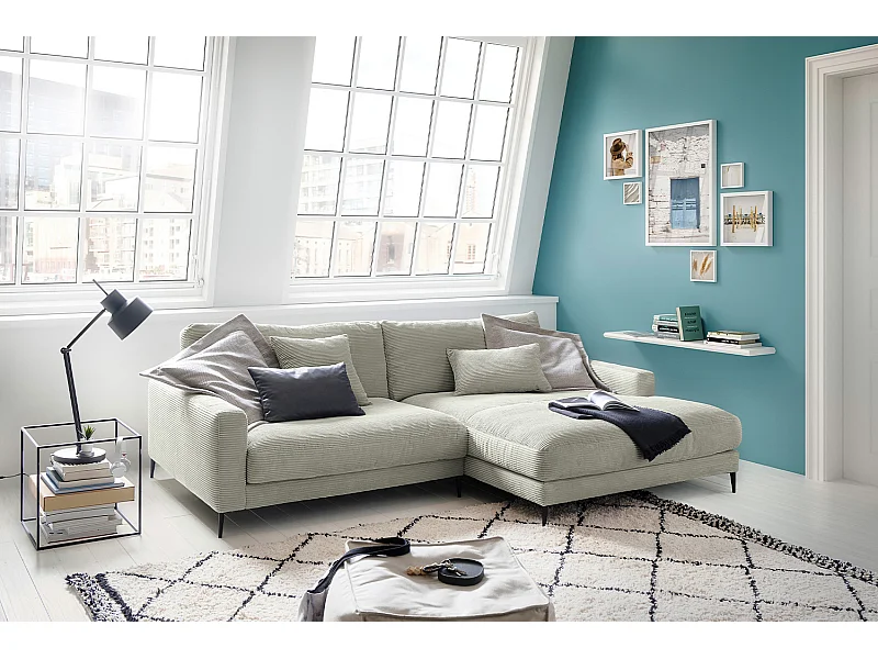 Ecksofa - Grau Cord - CARA