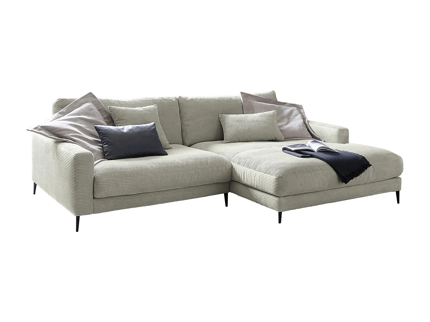 Ecksofa - Grau Cord - CARA