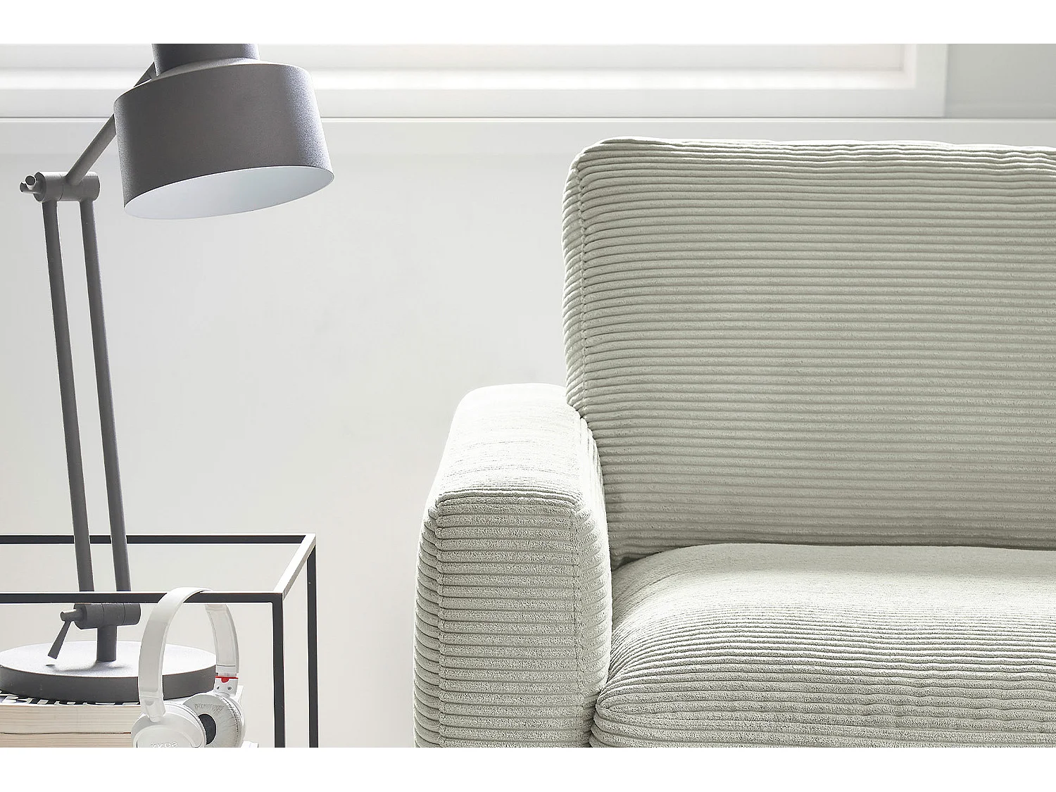 Ecksofa - Grau Cord - CARA