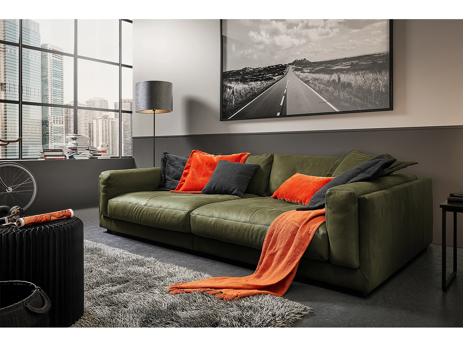 Bigsofa - Grün Leder - RAINA