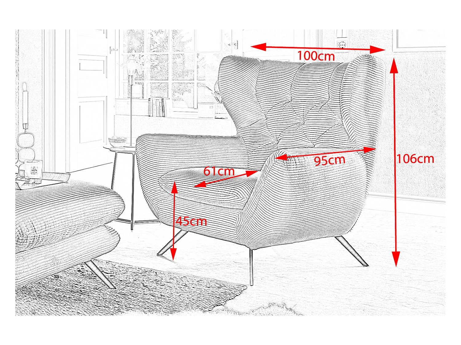 Sessel - Taupe Cord - CHARME