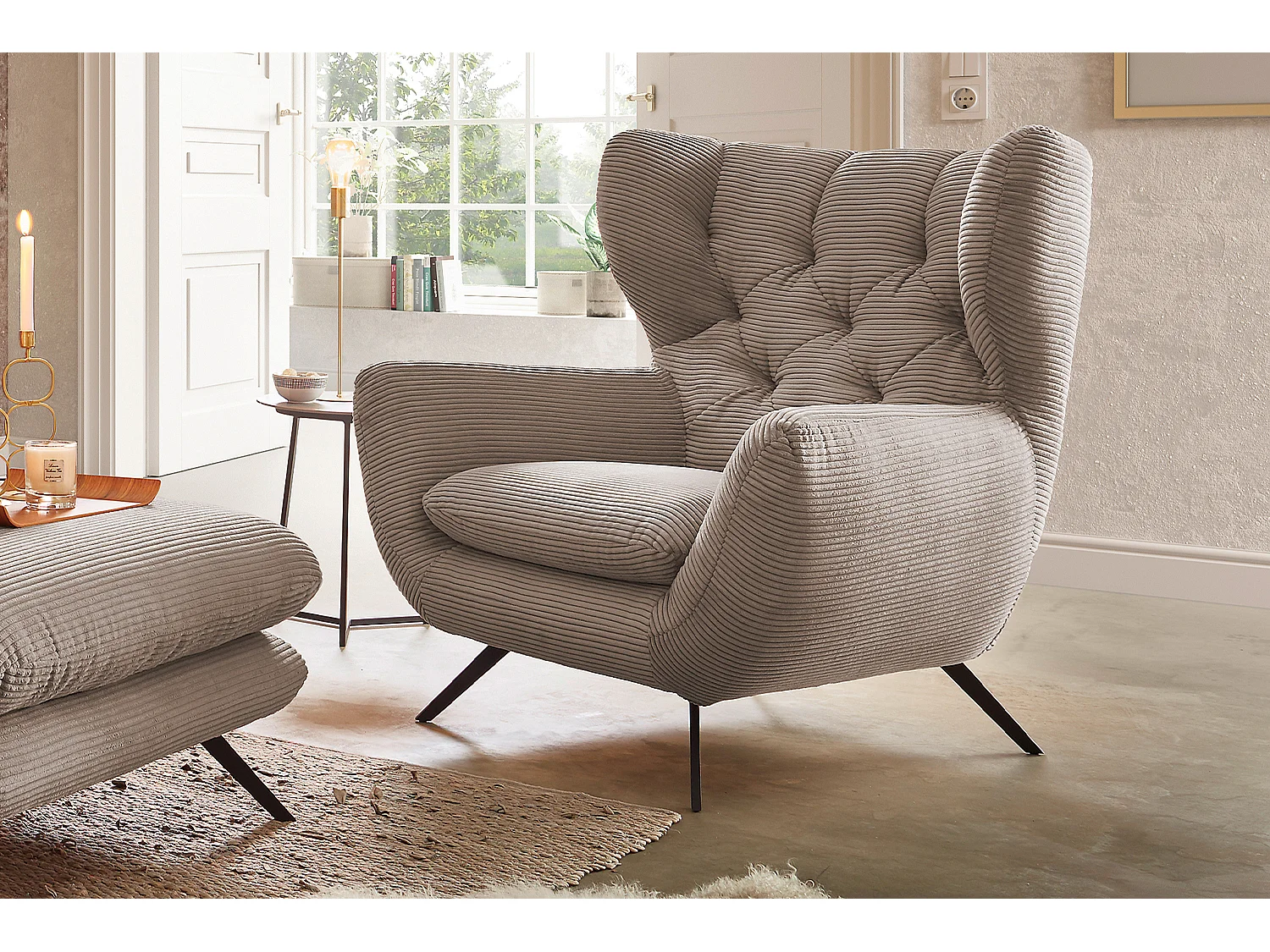 Oorfauteuil - Taupe Koord - CHARME