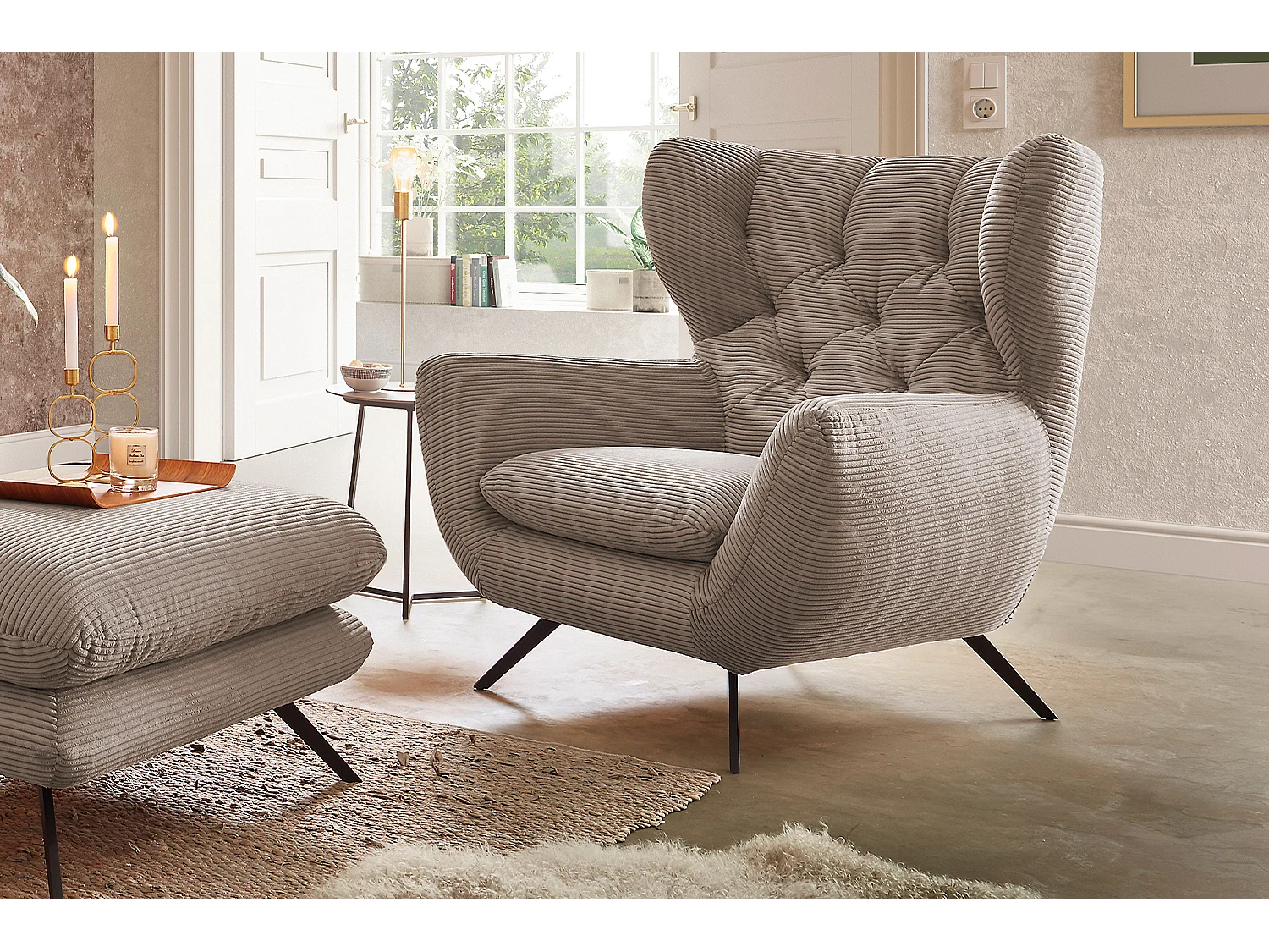Oorfauteuil - Taupe Koord - CHARME