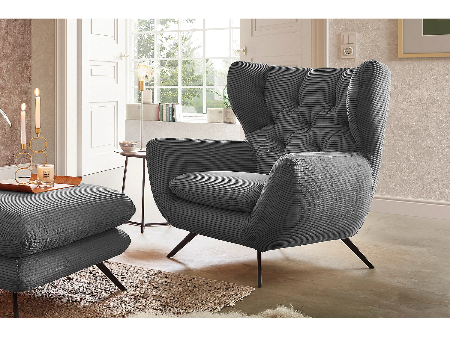 Sillones orejeros - Gris Pana - CHARME