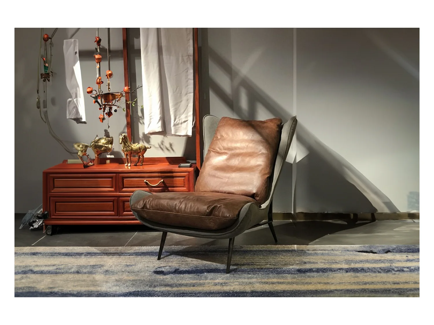 Fauteuil - marron cuir - ERIO
