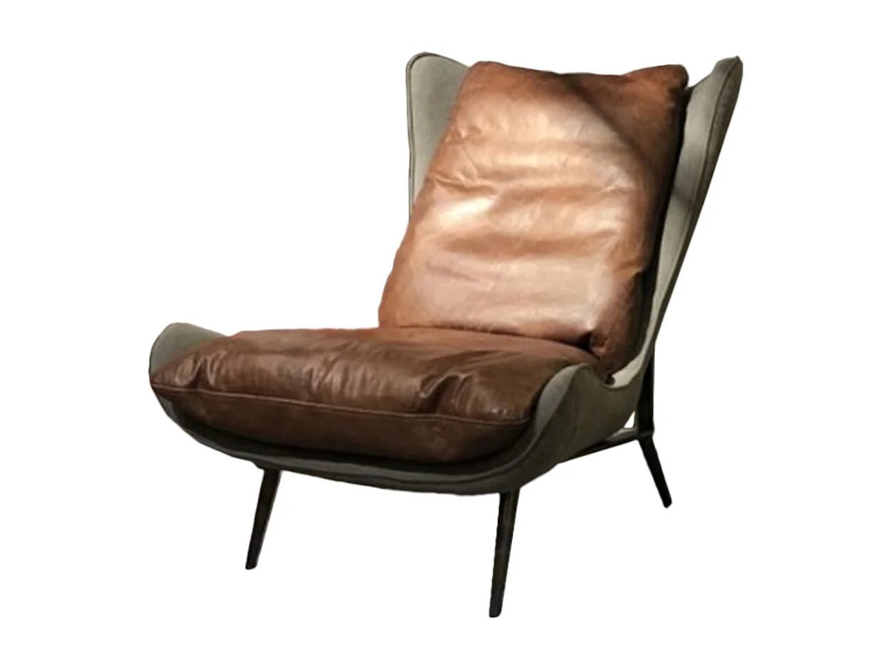 Fauteuil club - marron cuir - ERIO