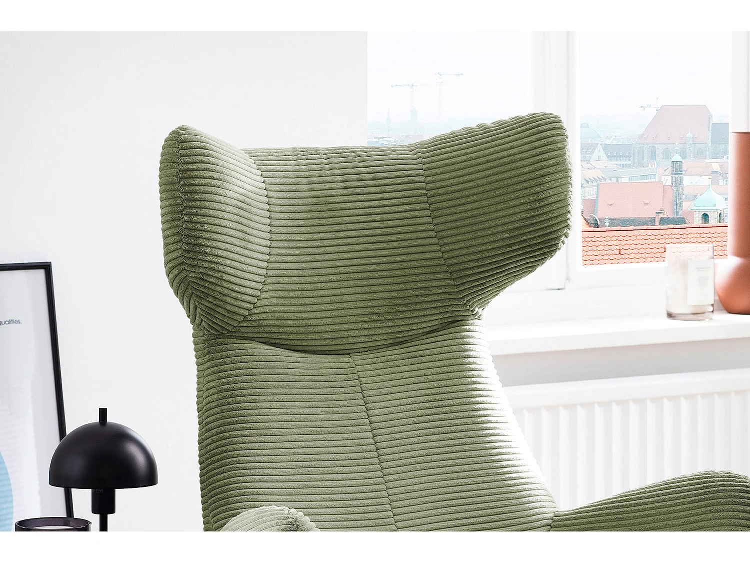 Poltrona bergère - verde Velluto a coste - LOTTE