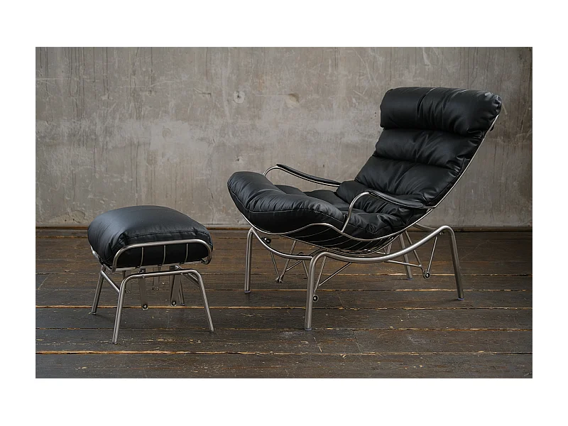 Sessel - Schwarz Leder - ROWA