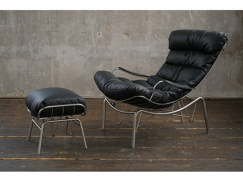 Sessel - Schwarz Leder - ROWA