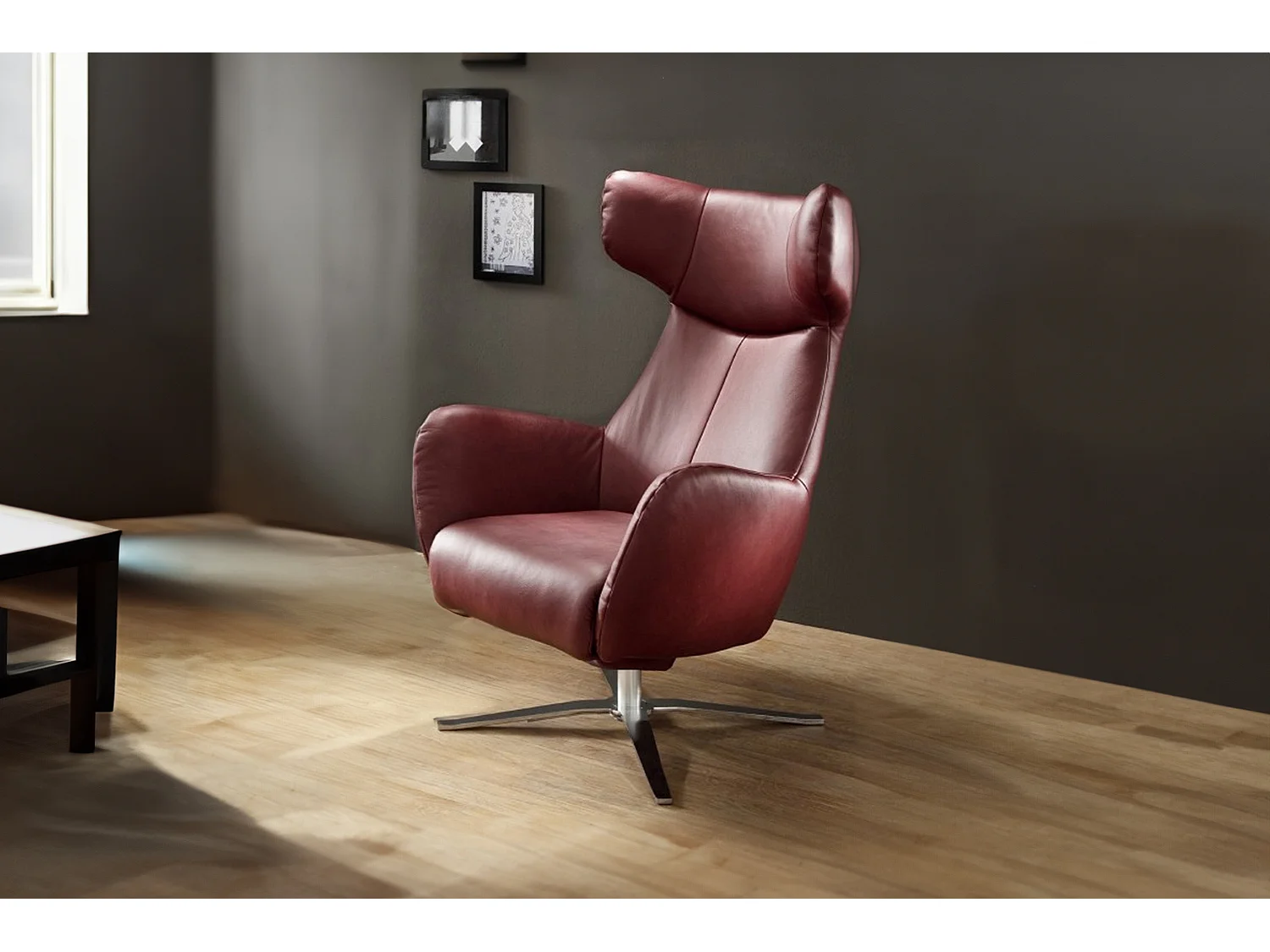 Draaibare fauteuil - Rood Leer - RANDY
