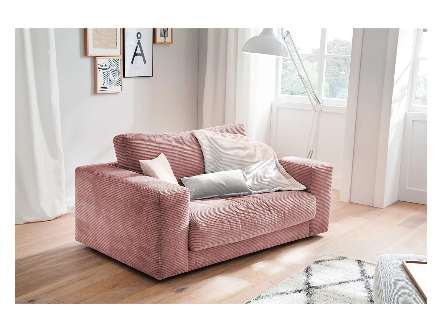 fauteuil relax - Rose Velours côtelé - MADELINE