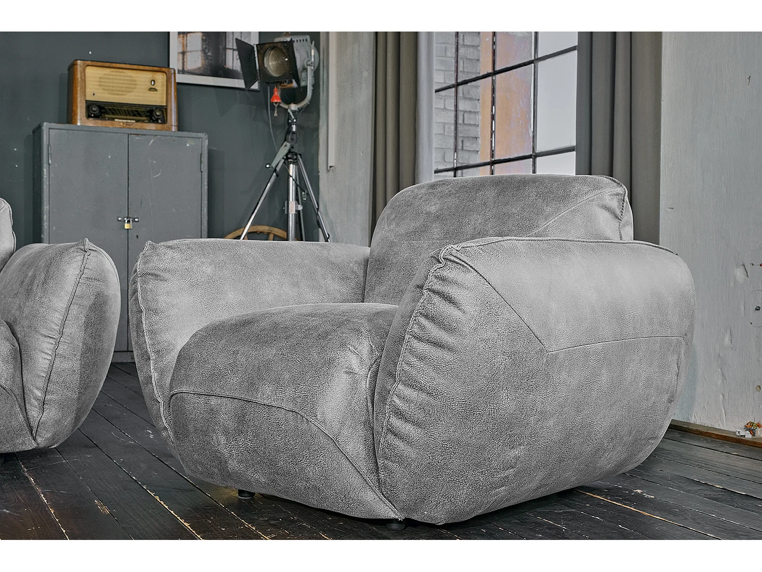 Sessel - Grau Leder - DAVITO