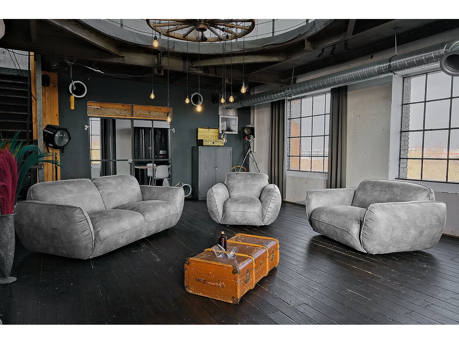 Sessel - Grau Leder - DAVITO