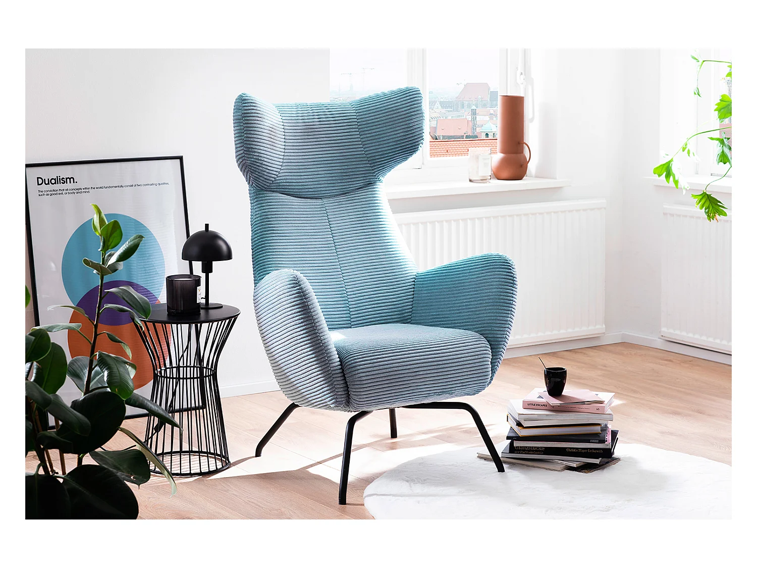 Fauteuil - bleu clair Velours côtelé - LOTTE