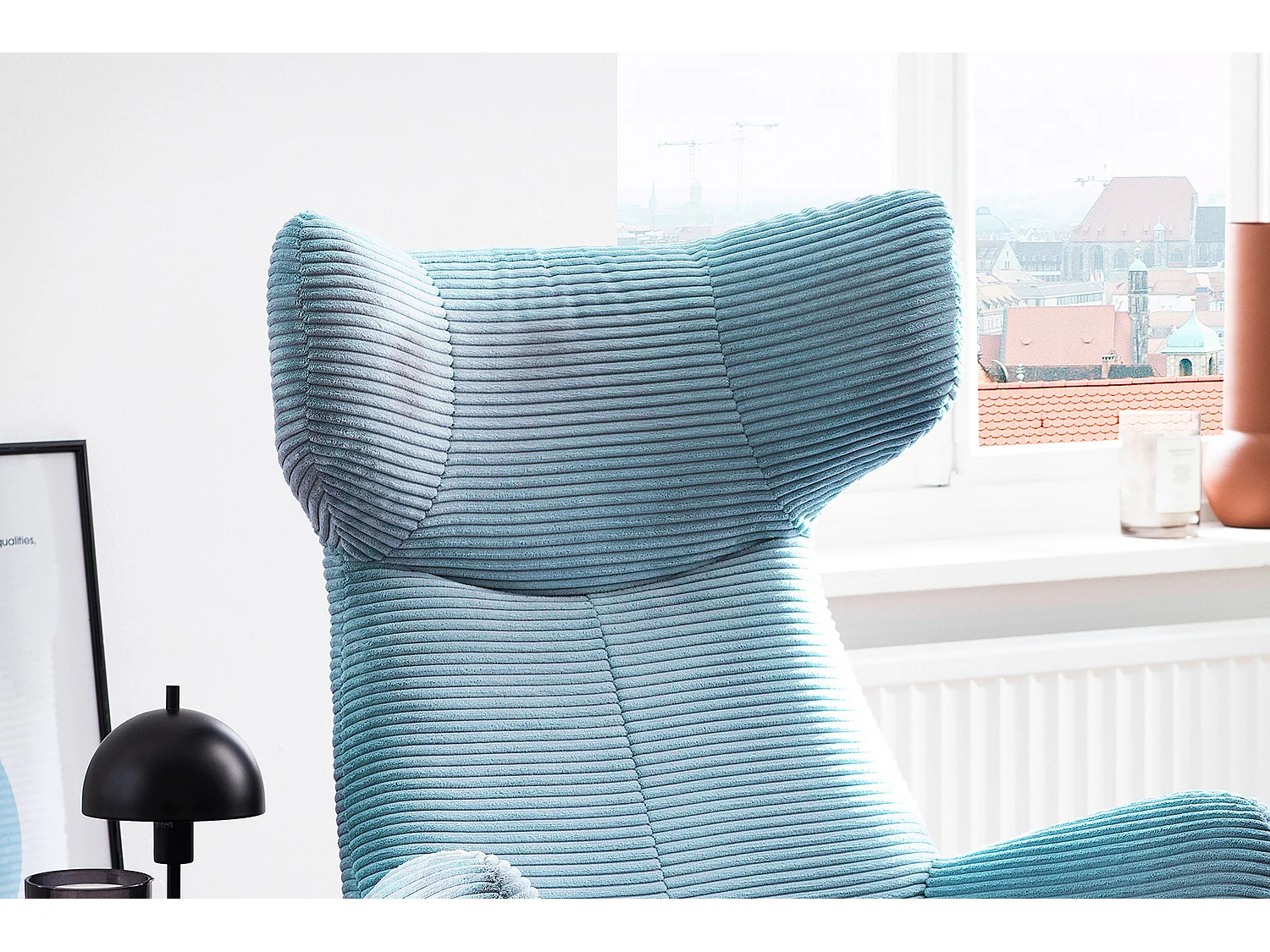 Poltrona bergère - azzurro chiaro Velluto a coste - LOTTE