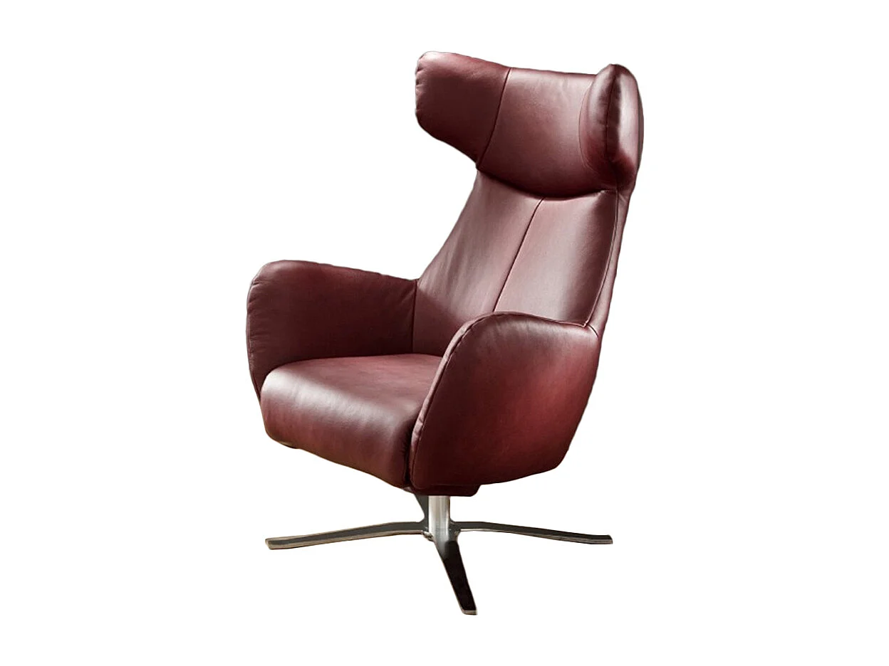 Fauteuil pivotant - Rouge cuir - RANDY