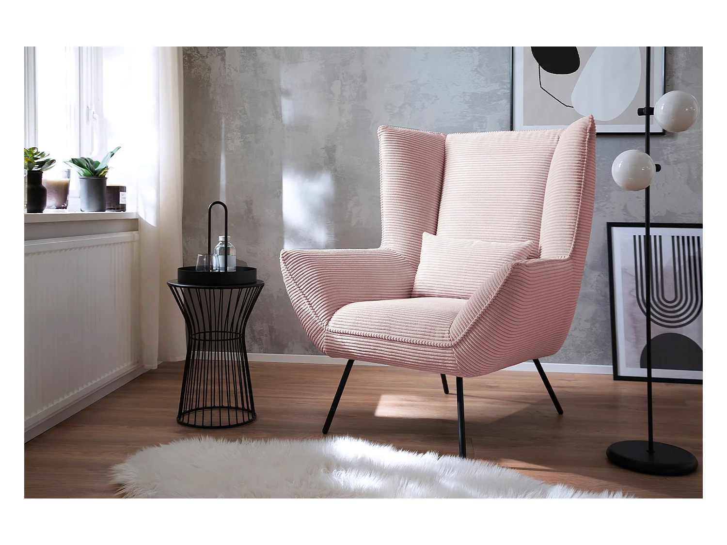 Fauteuil - Rose Velours côtelé - IVA