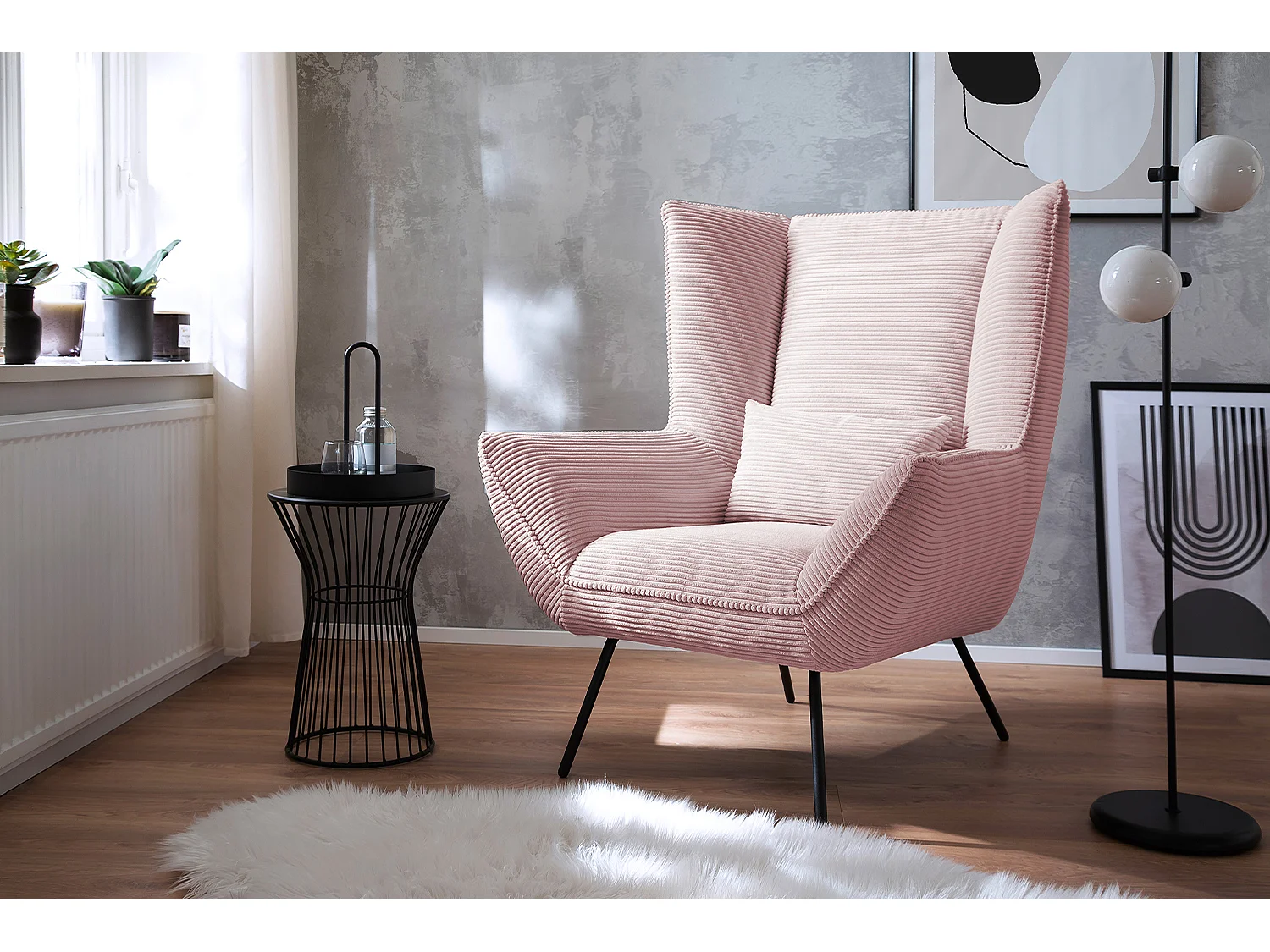 Fauteuil relax - Rose Velours côtelé - IVA