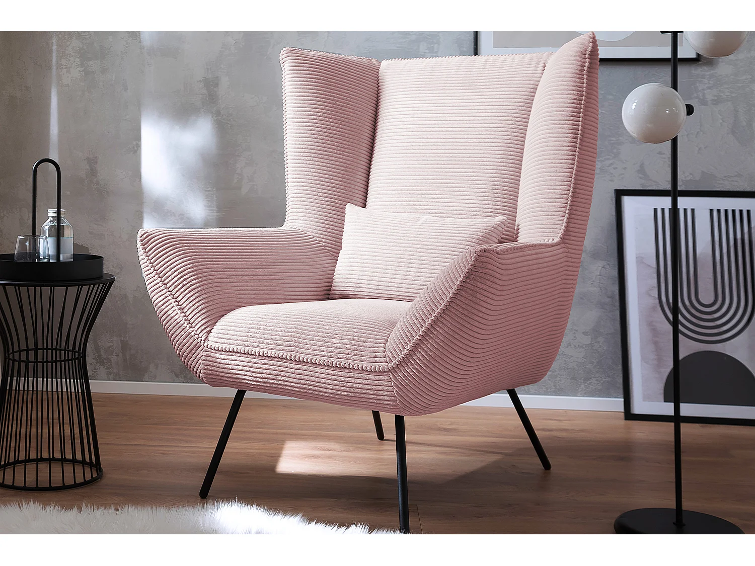 Fauteuil relax - Rose Velours côtelé - IVA