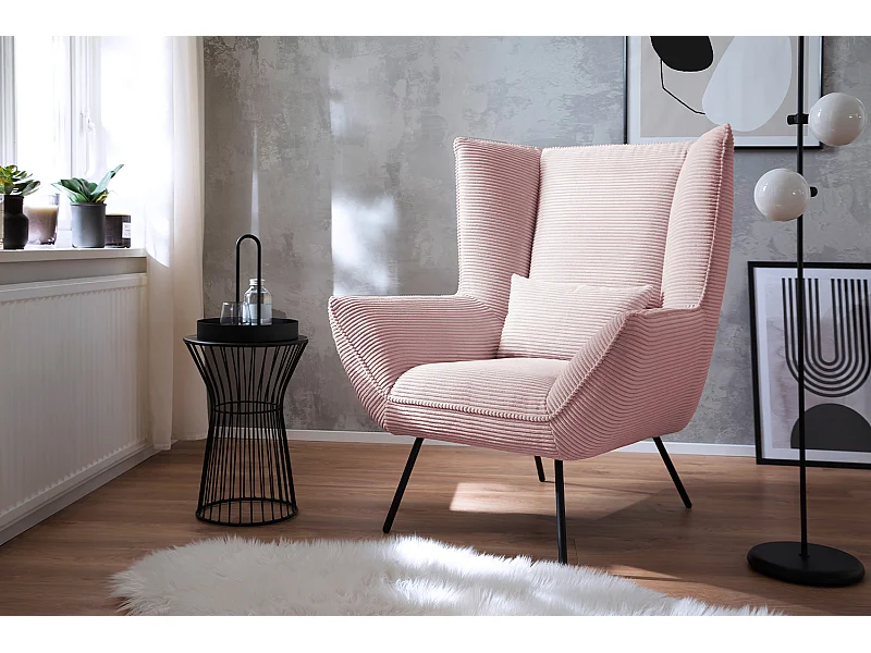 Fauteuil - Rose Velours côtelé - IVA