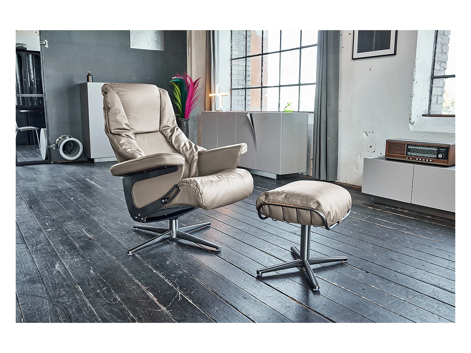 Fauteuil - gris clair cuir - MODO