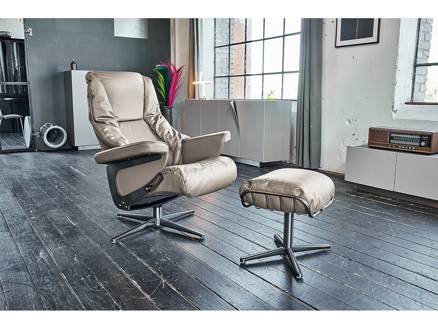 Fauteuil - gris clair cuir - MODO