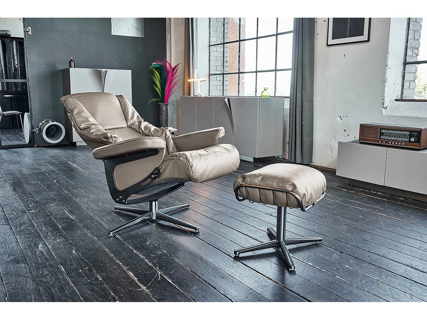 Fauteuil - gris clair cuir - MODO
