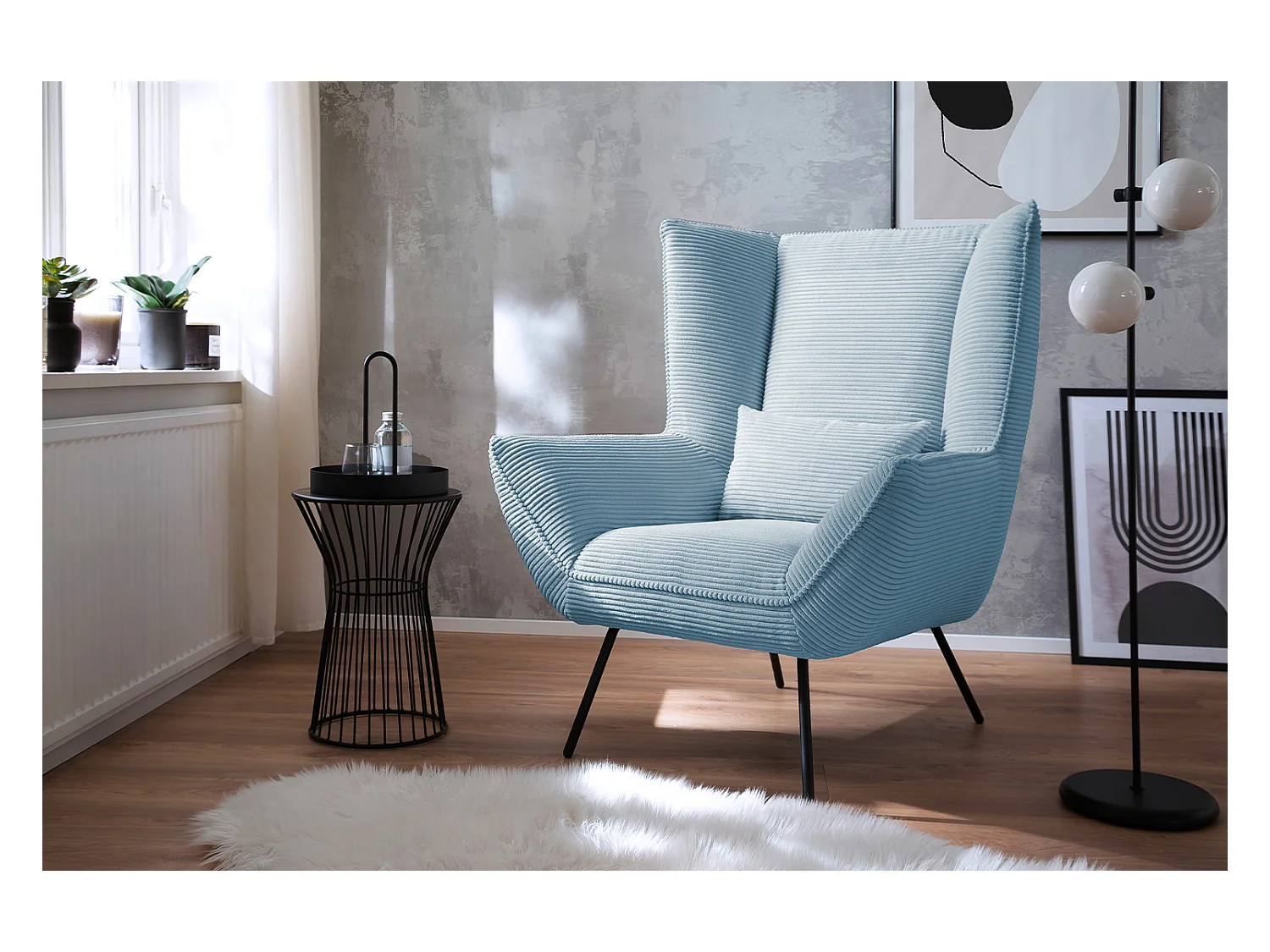 Sessel - Hellblau Cord - IVA
