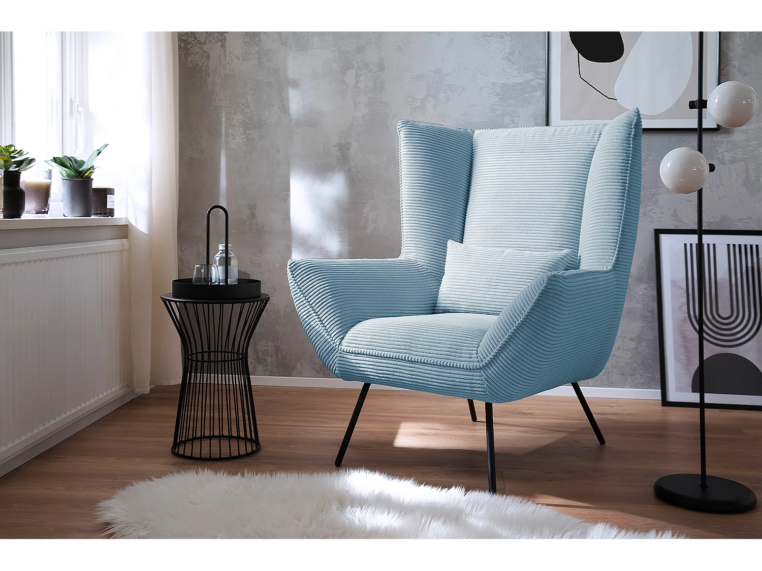 Poltrona relax - azzurro chiaro Velluto a coste - IVA