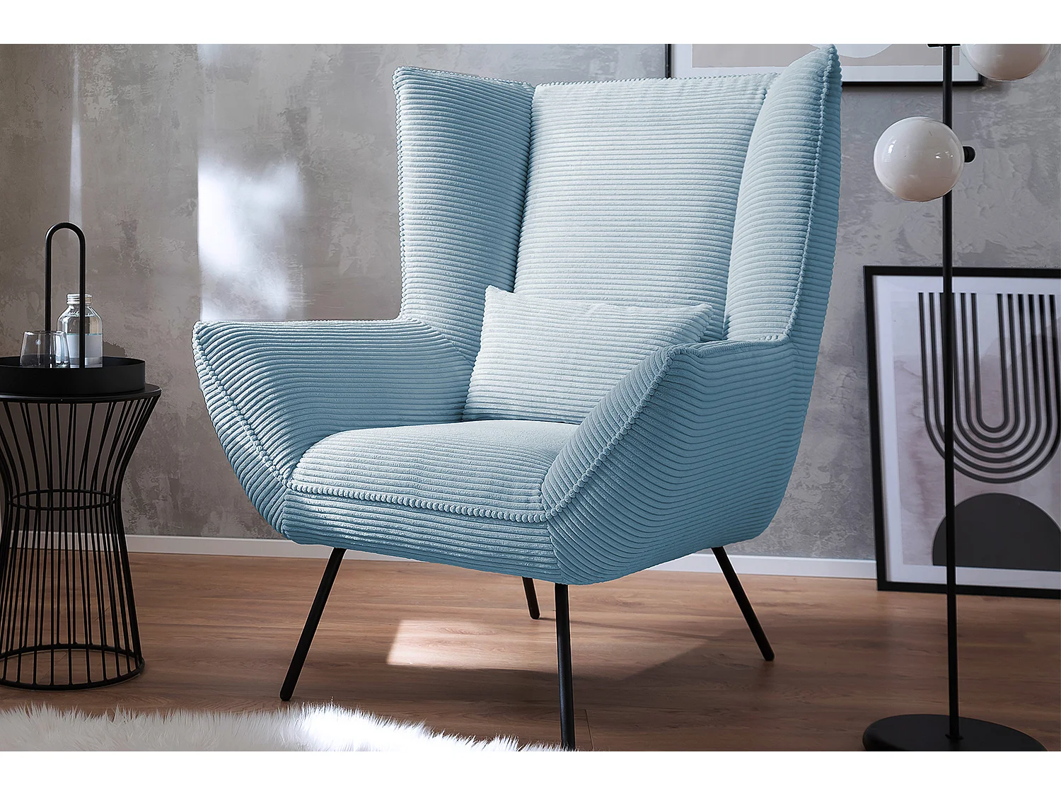 Poltrona relax - azzurro chiaro Velluto a coste - IVA