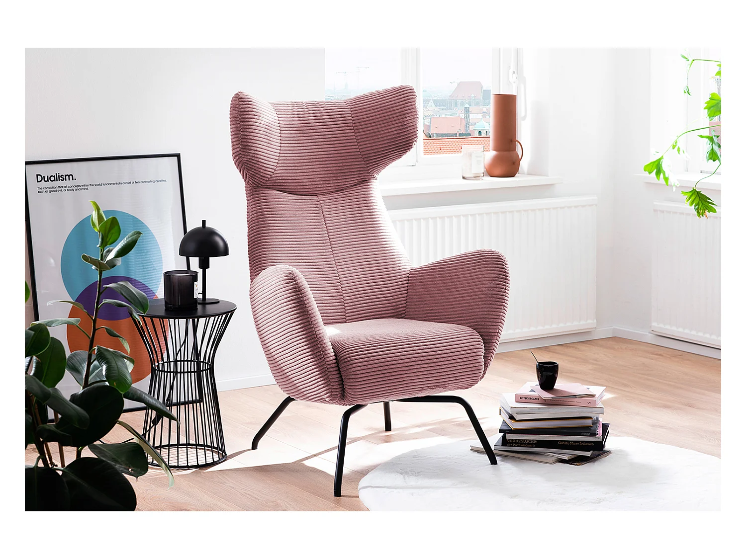 Fauteuil - Rose Velours côtelé - LOTTE