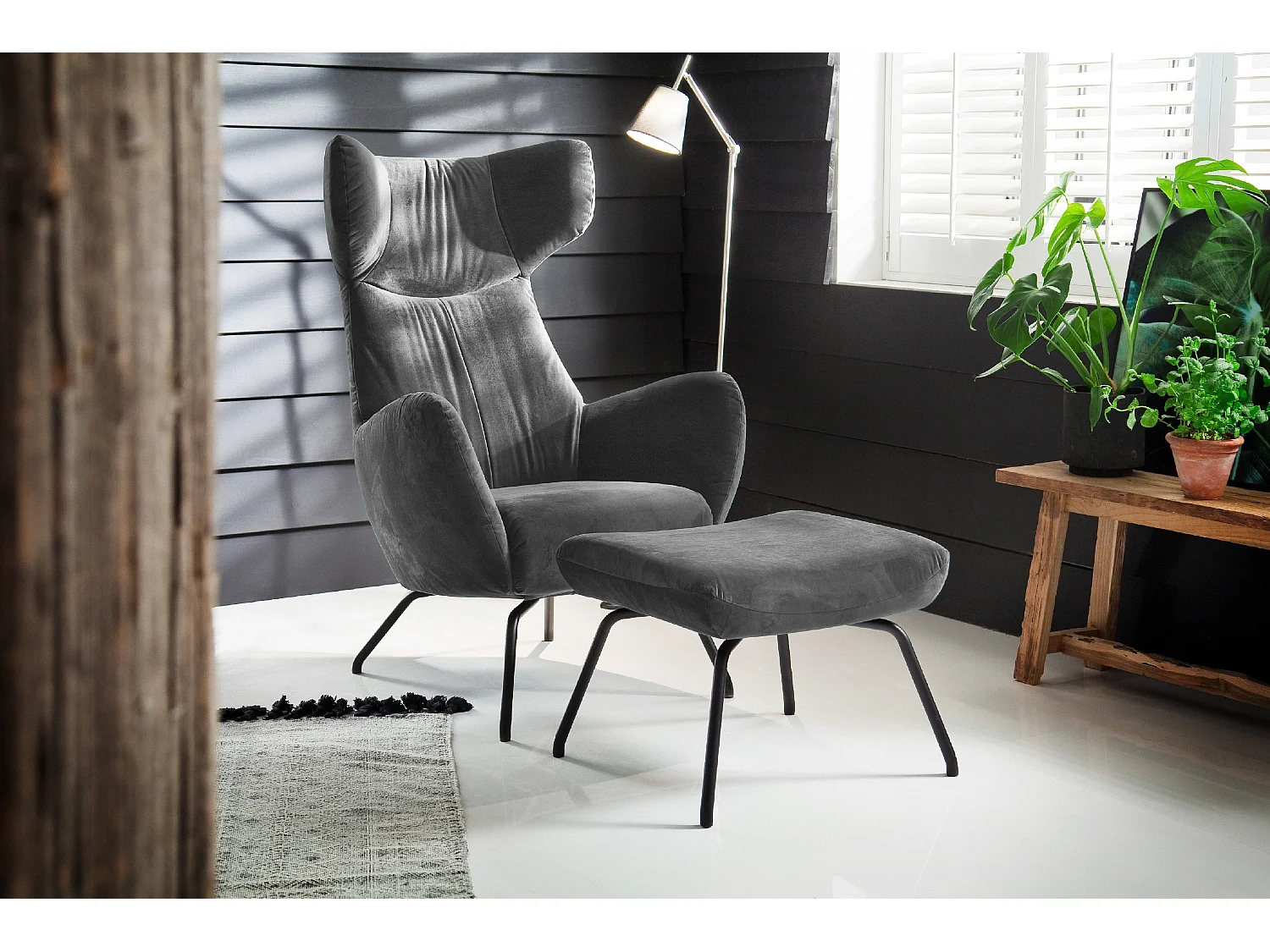 Sillones orejeros - Gris terciopelo - LOTTE