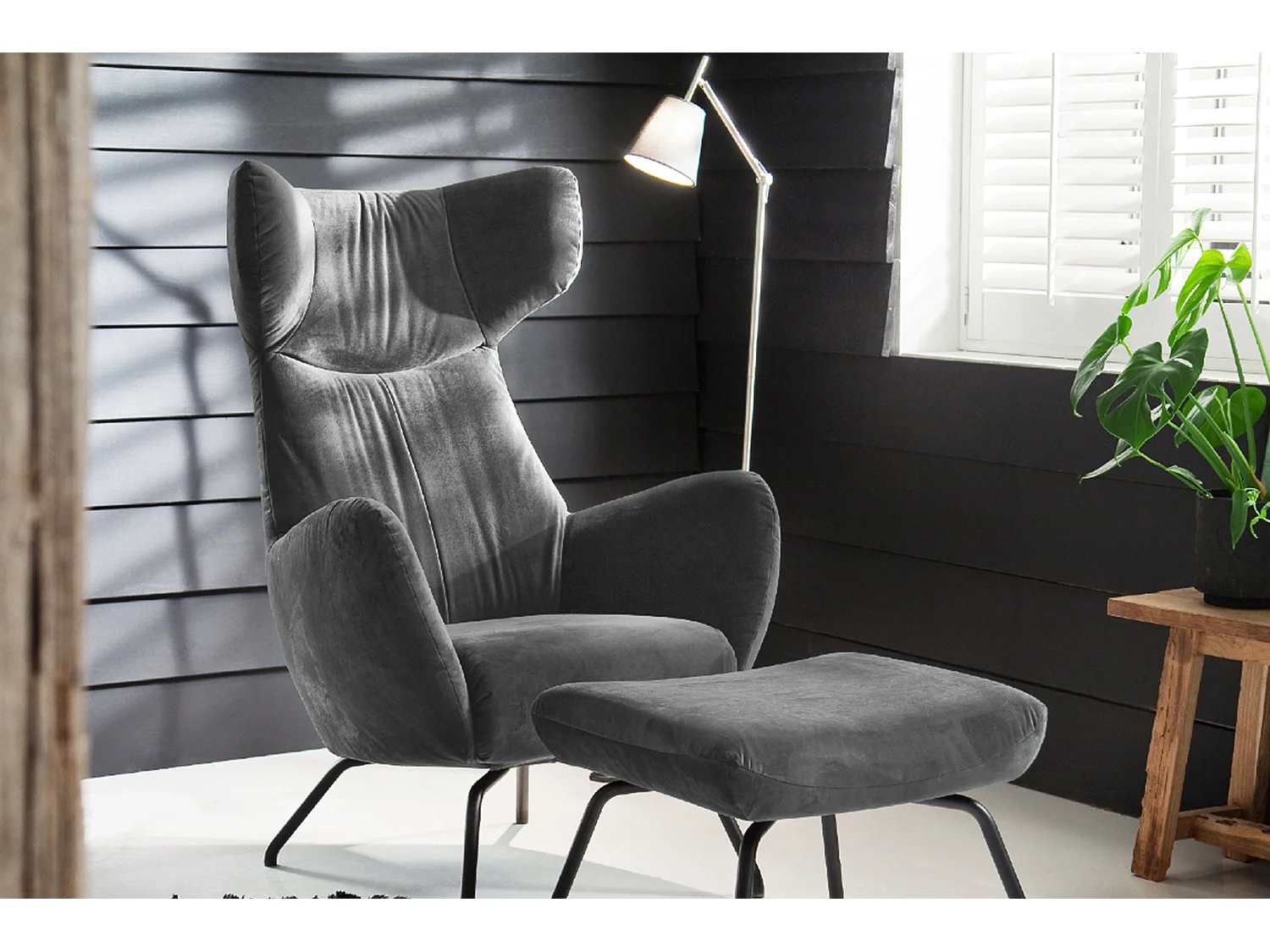 Sillones orejeros - Gris terciopelo - LOTTE