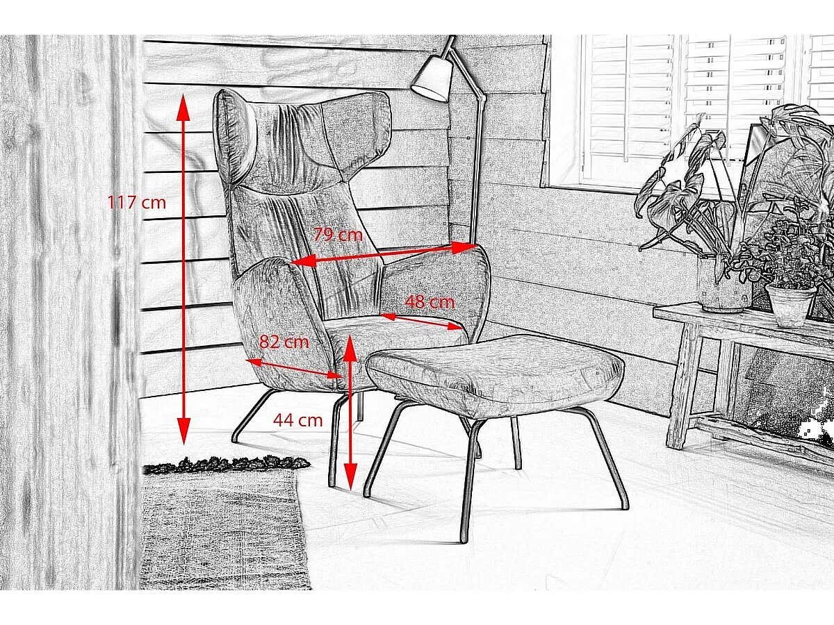 Sillones orejeros - Gris terciopelo - LOTTE