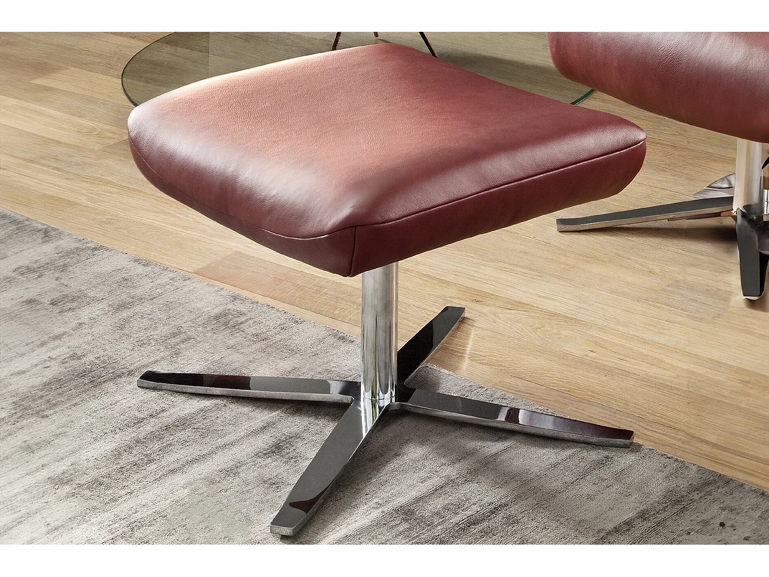 Fauteuil pivotant - Rouge cuir - RANDY