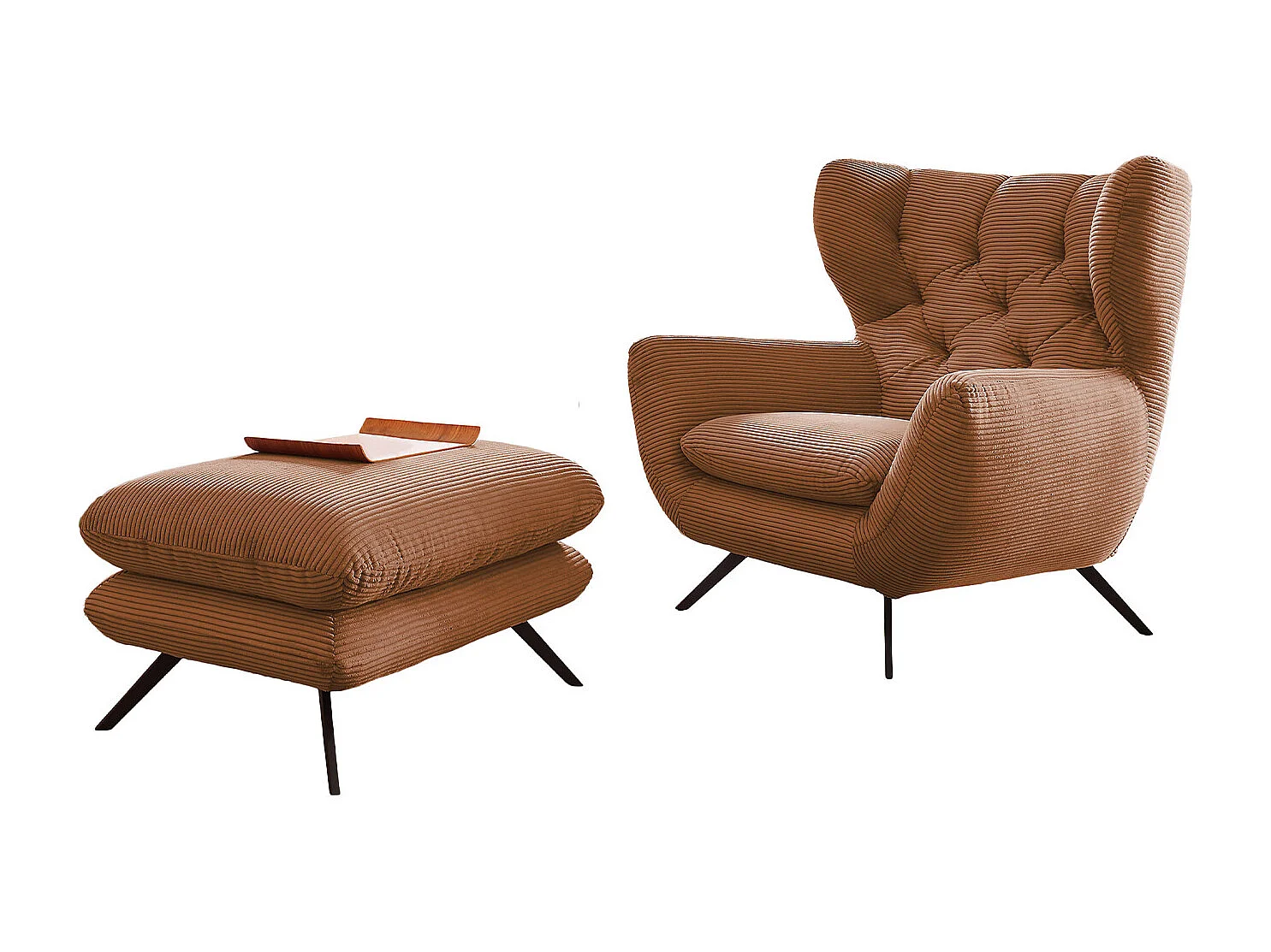 Ohrensessel - Braun Cord - CHARME