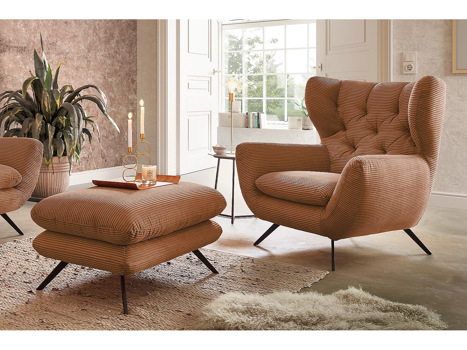 Ohrensessel - Braun Cord - CHARME