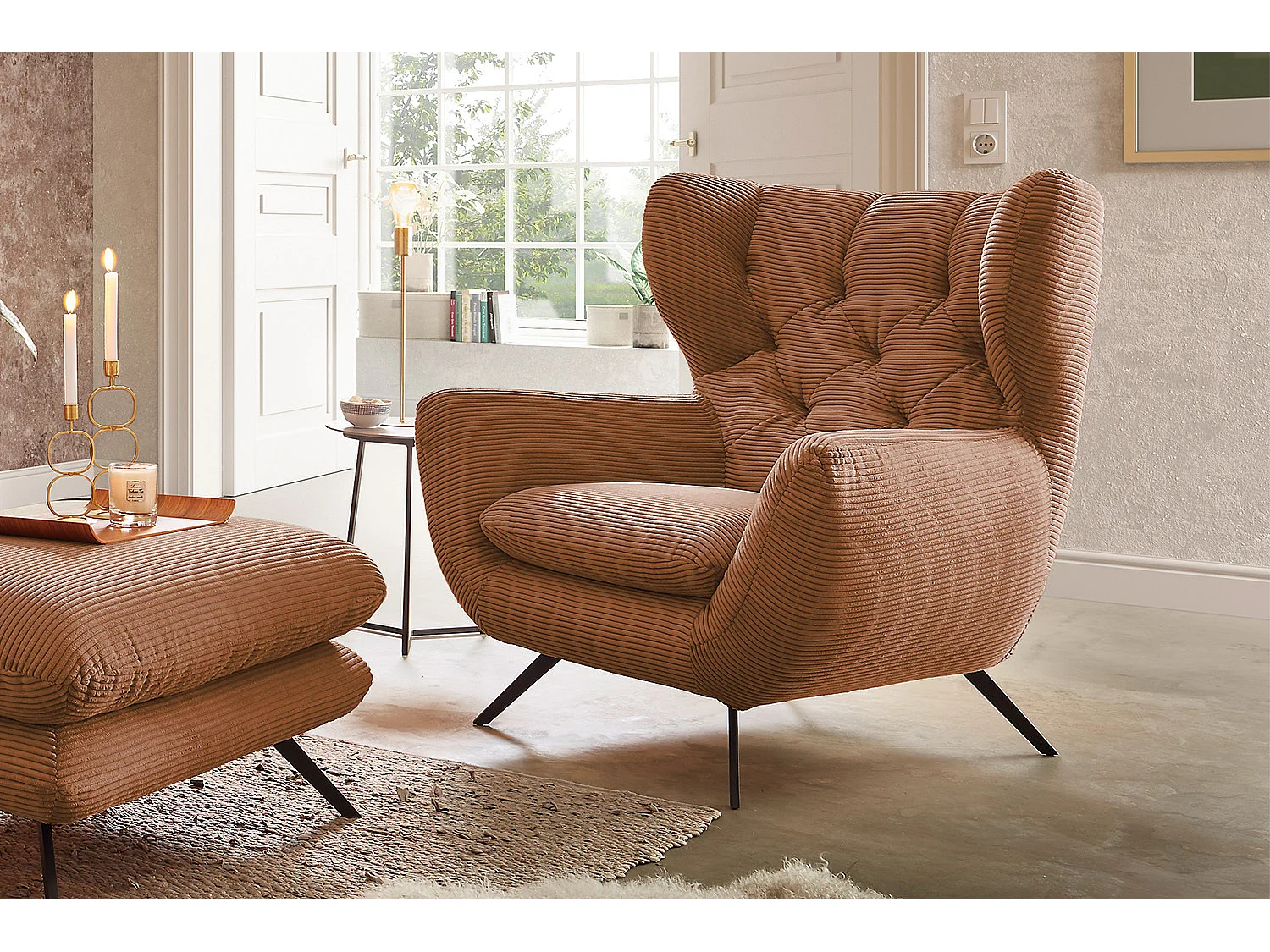 Ohrensessel - Braun Cord - CHARME